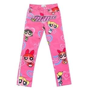 AONE4SURE The Powerpuff Girls Size LARGE Waist 32 Cartoon Pink Pants Unisex Rare
